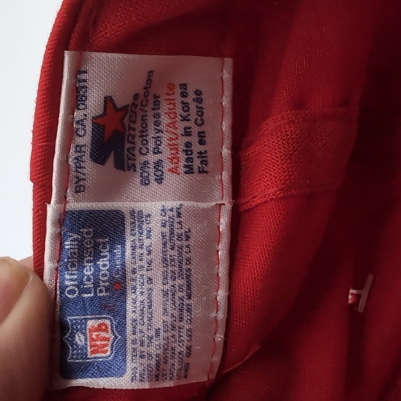 Starter|NWT Vintage NFL San Francisco 49ers Red Sports Cap Snap Back Green Brim - Picture 10 of 12